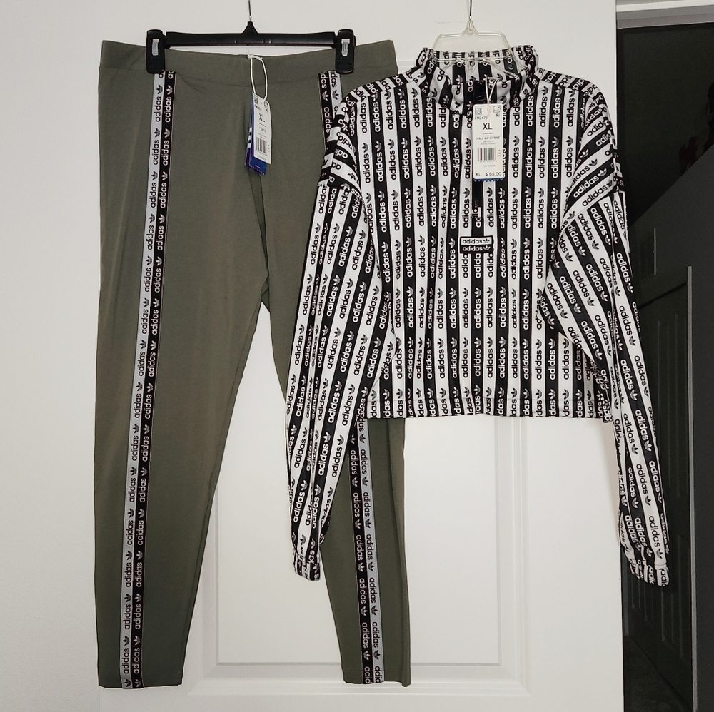 Adidas Olive Leggings w/matching Top